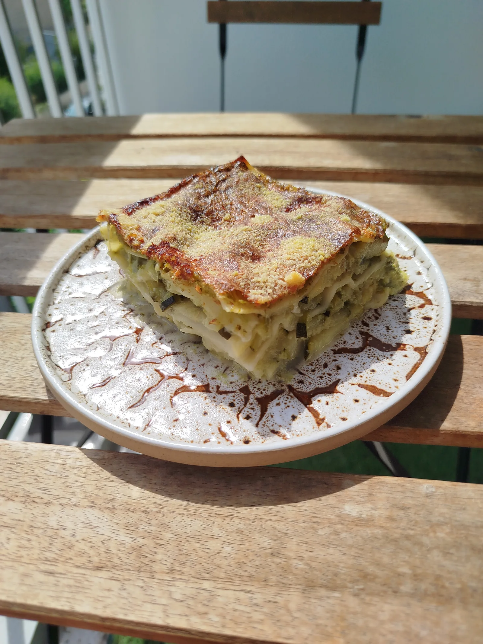 Lasagnes aux courgettes, mozzarella et pesto maison